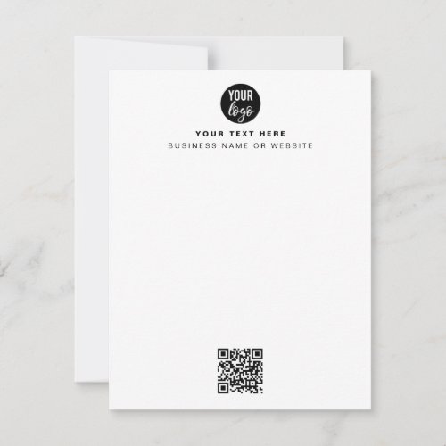 QR Code Business Logo Modern Minimalist White Note Card