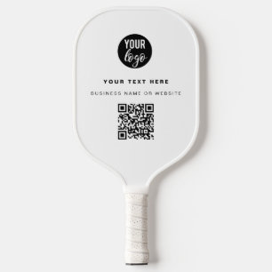 QR Code Business Logo Modern Minimalist White Pickleball Paddle