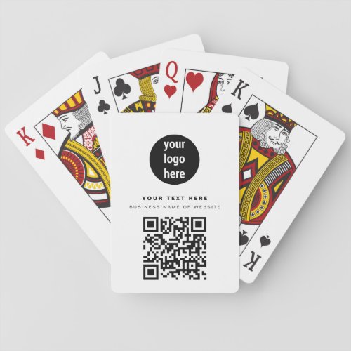 QR Code Business Logo Modern Minimalist White   Poker Cards