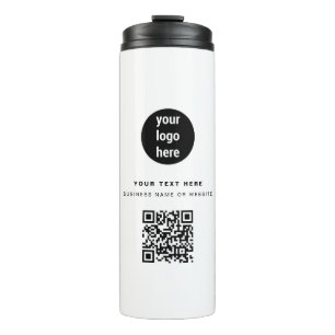 QR Code Business Logo Modern Minimalist White Thermal Tumbler