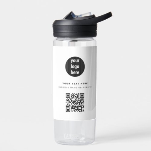 QR Code Business Logo Modern Minimalist White Water Bottle