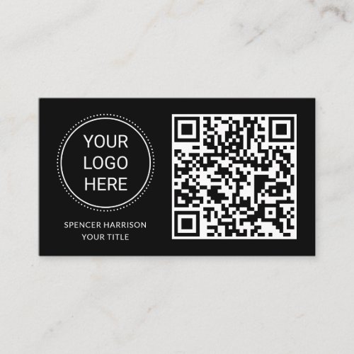QR Code Business Logo  Modern Professional Black Business Card