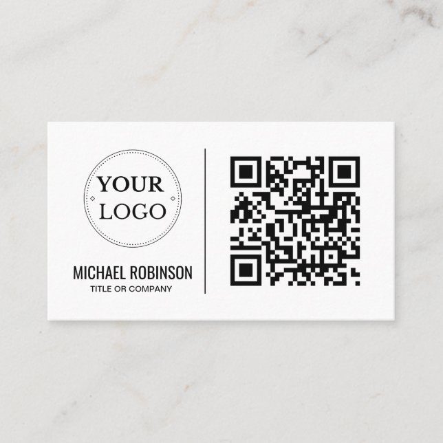 QR Code Business Logo Modern Professional  Card (Front)
