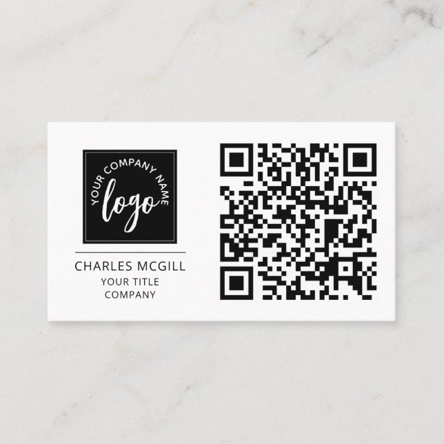 QR Code Business Logo | Modern Professional  Card (Front)