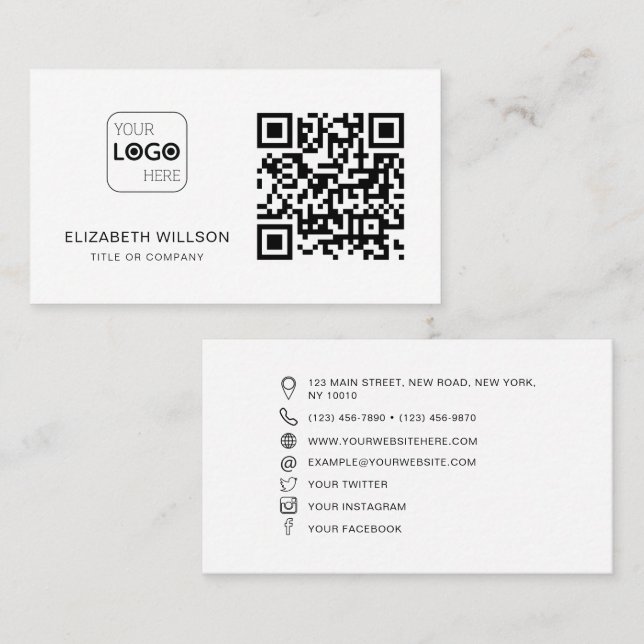 QR Code Business Logo Modern Professional Card (Front/Back)