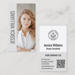 QR Code Business Logo Modern Professional Gray Card