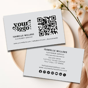 QR Code Business Logo Modern Professional Grey Card