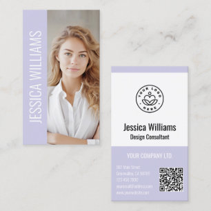 QR Code Business Logo Modern Professional Lavender Business Card