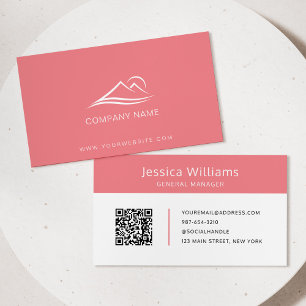 QR Code Business Logo Modern Professional Pink Card