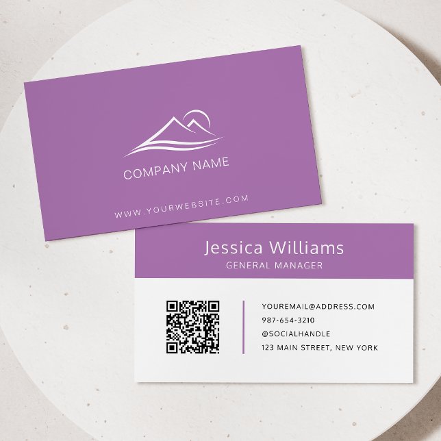 QR Code Business Logo Modern Professional Purple Business Card (Creator Uploaded)