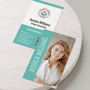 QR Code Business Logo Modern Professional Teal Card