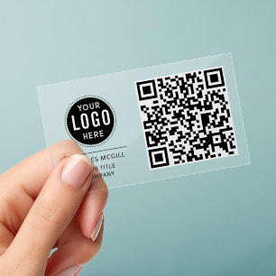 QR Code Business Logo Modern Transparent Clear Cards