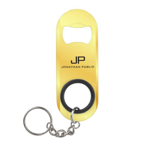 QR Code Business Logo Monogram Names Gold Look Keychain Bottle Opener