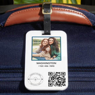 Qr Code Business Logo Name picture Title Details Luggage Tag
