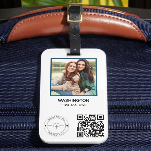 Qr Code Business Logo Name picture Title Details  Luggage Tag