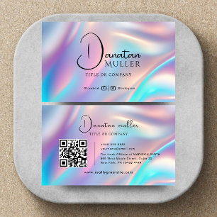 QR Code Business Logo opal stone Card