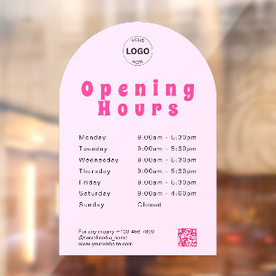 Qr Code Business Logo Opening Times Hours Window Cling
