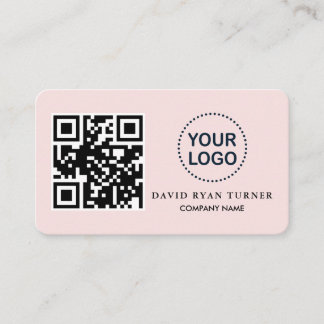 QR Code Business Logo Pink Blush Professional   Card
