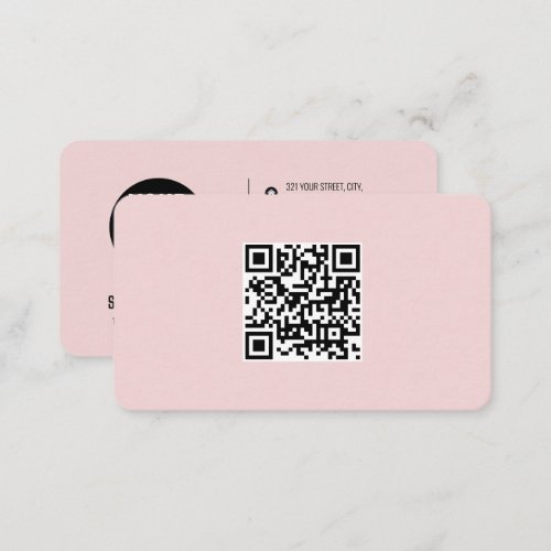 QR Code Business Logo Pink Minimal Business Card