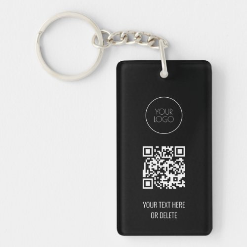 QR Code Business Logo Professional Black and White Keychain