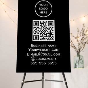 QR Code Business Logo Professional Black Foam Board