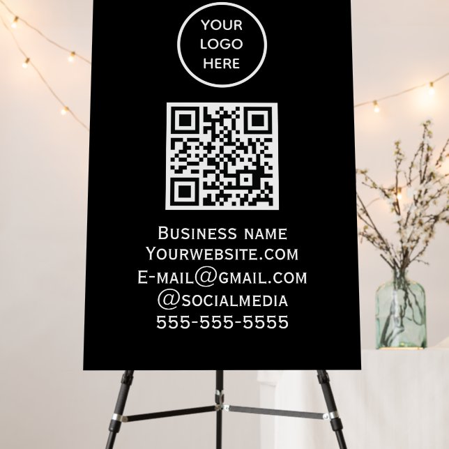 QR Code Business Logo Professional Black Foam Board (In Situ (Stand))