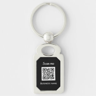 QR Code Business Logo Professional Black Keychain