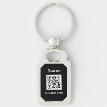 Qr Code Business Logo Professional Black Keychain by artbymonika at Zazzle