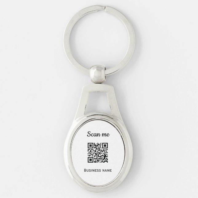 QR Code Business Logo Professional Black Keychain (Front)