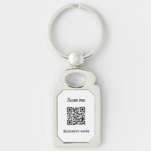 QR Code Business Logo Professional Black Keychain