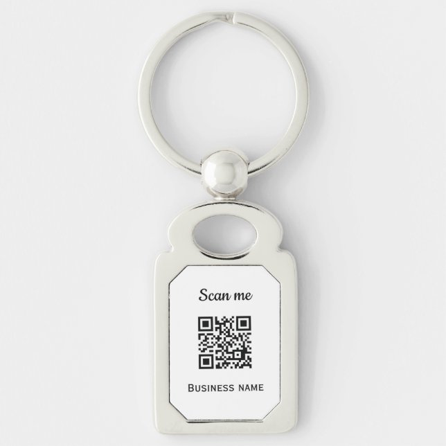 QR Code Business Logo Professional Black Keychain (Front)