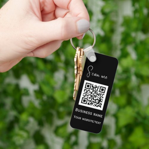 QR Code Business Logo Professional Black Keychain