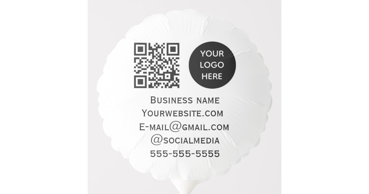 QR Code Business Logo Professional Black Modern Balloon | Zazzle