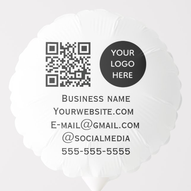 QR Code Business Logo Professional Black Modern Balloon (Front)