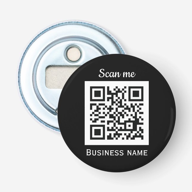 QR Code Business Logo Professional Black Modern Bottle Opener (Front)