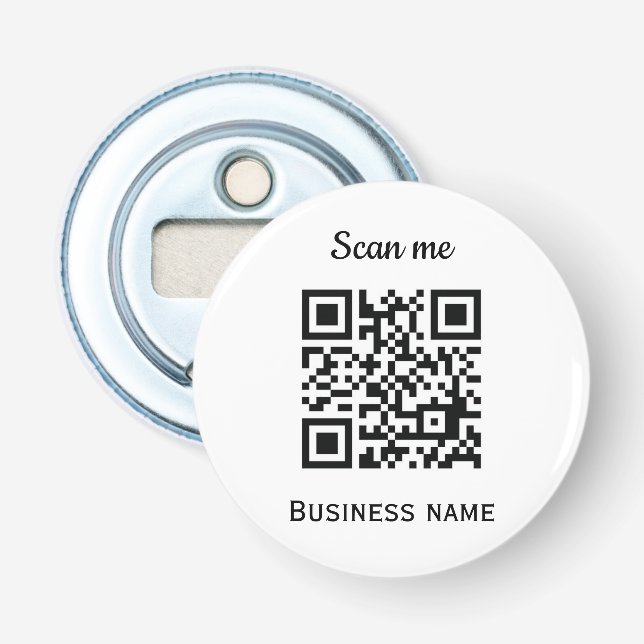 QR Code Business Logo Professional Black Modern Bottle Opener (Front)
