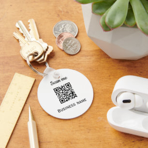 QR Code Business Logo Professional Black Modern Keychain