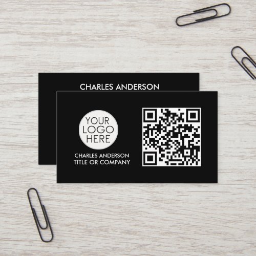 QR Code Business Logo  Professional Black White  Business Card