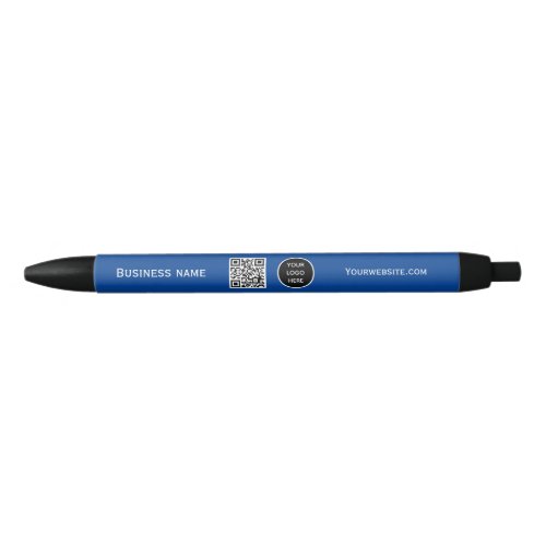 QR Code Business Logo Professional Blue Black Ink Pen