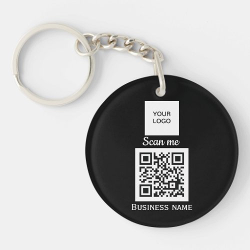 QR Code Business Logo Professional Custom Black  K Keychain