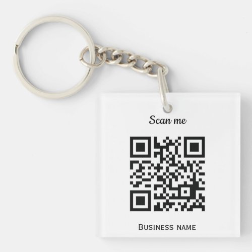 QR Code Business Logo Professional Custom Black  Keychain