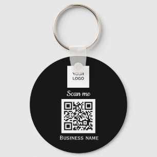 QR Code Business Logo Professional Custom Black  Keychain