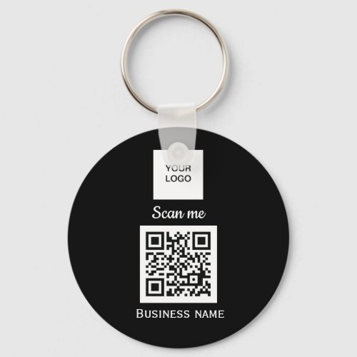 QR Code Business Logo Professional Custom Black  Keychain