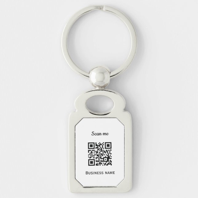 QR Code Business Logo Professional Custom Black Keychain (Front)