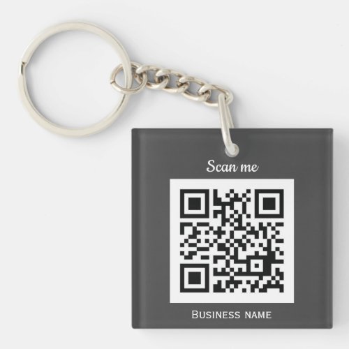 QR Code Business Logo Professional Custom Grey  Keychain