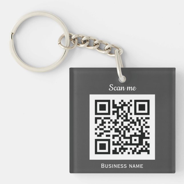 QR Code Business Logo Professional Custom Grey  Keychain (Front)
