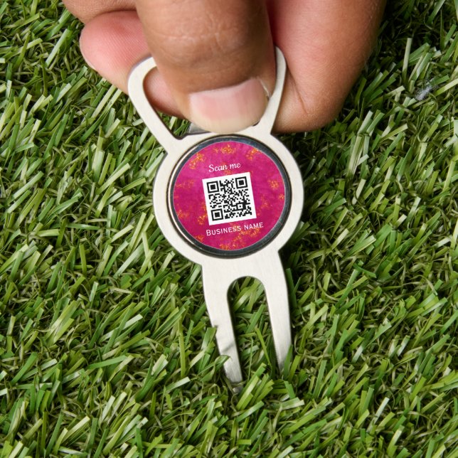 QR Code Business Logo Professional Custom Hot Pink Divot Tool (Insitu 1)