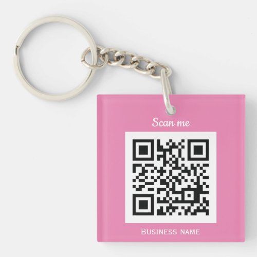 QR Code Business Logo Professional Custom Pink Keychain