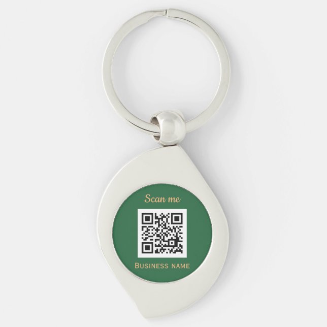 QR Code Business Logo Professional Green Keychain (Front)