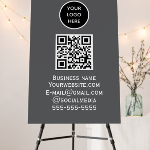 QR Code Business Logo Professional Grey Foam Board